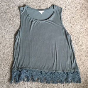 Olive green crochet tank